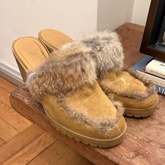 COACH Rabbit Fur Wedges - Picture 2 of 7